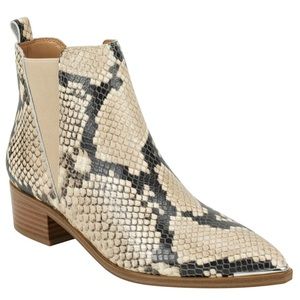 Marc Fisher Yale snakeskin ankle bootie